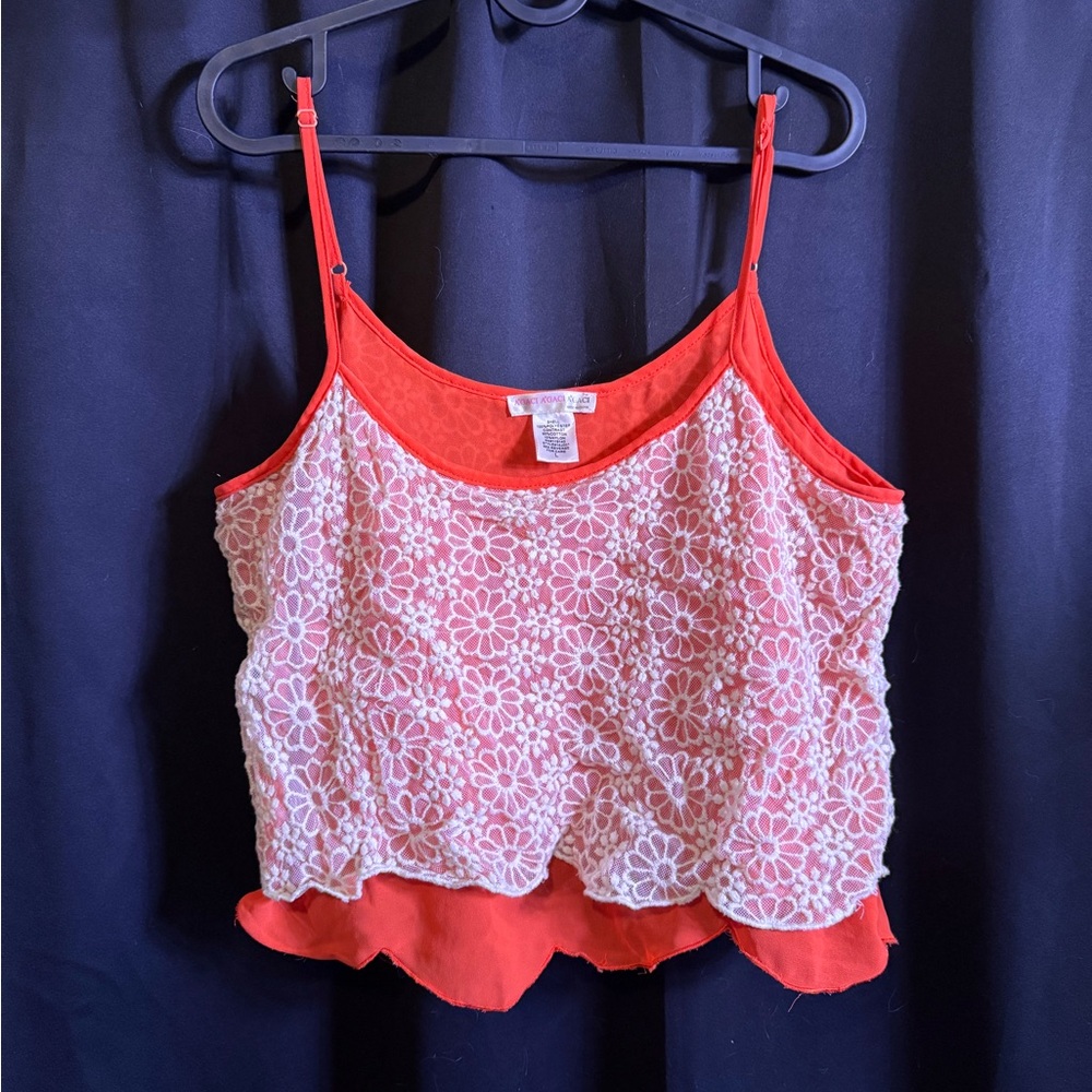a'gaci Red and White Floral Camisole